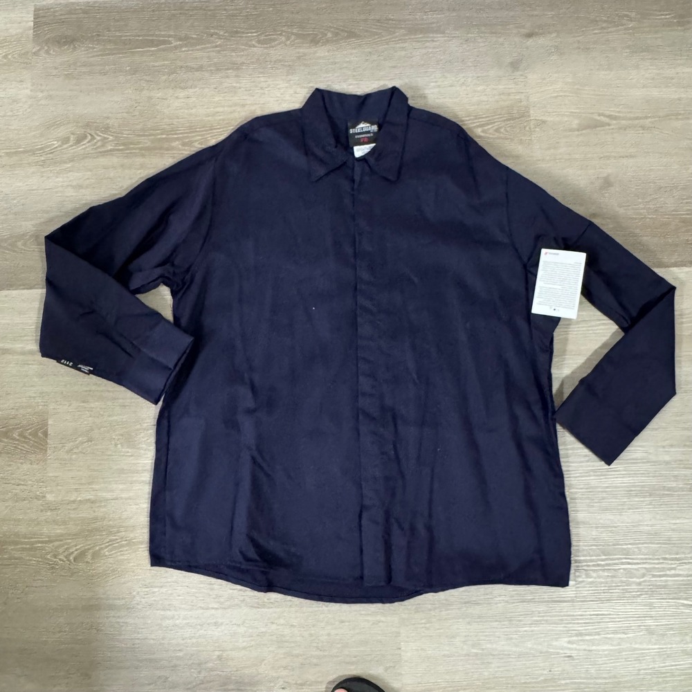 Steelguard Essentials FR Work Shirt Mens 2XLR Navy Blue Flame Resistant GS1038